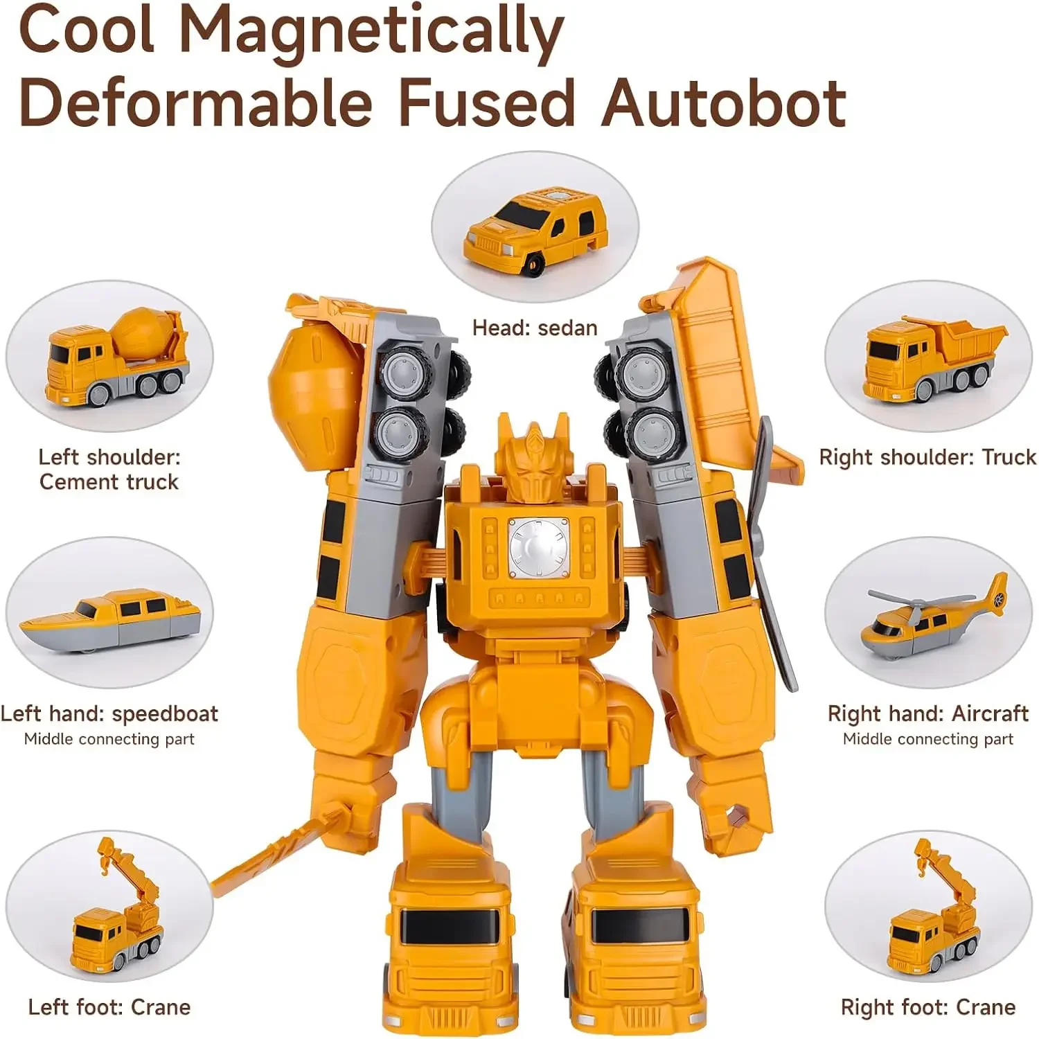 Magnetic Transform Engineering Car Converting Robot Assembled Toys Set with Storage Box DIY Assembled Educational Creativity Puz