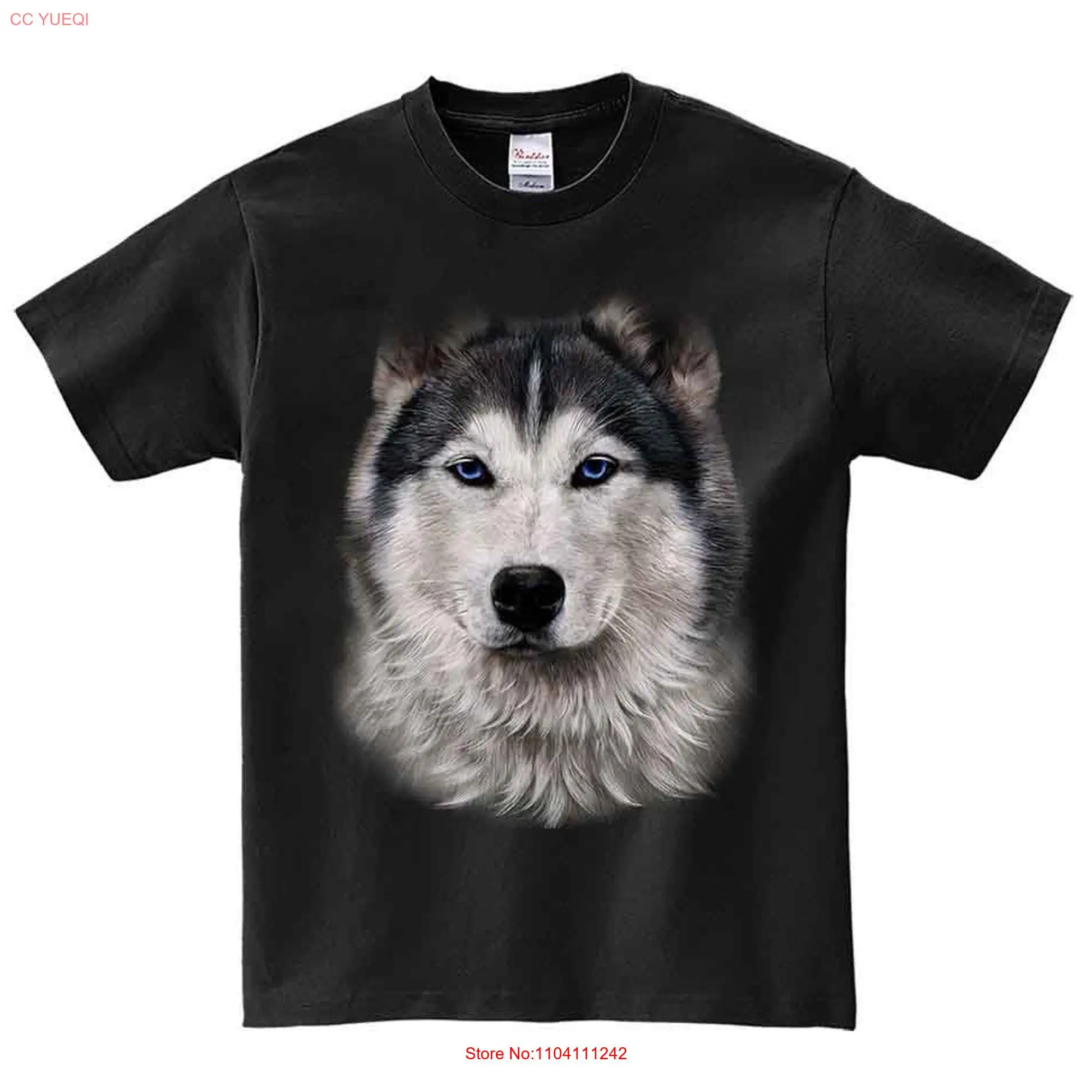 Fluffy Siberian Husky Dog Face  Youth T Shirt PrintStarT long or short sleeves