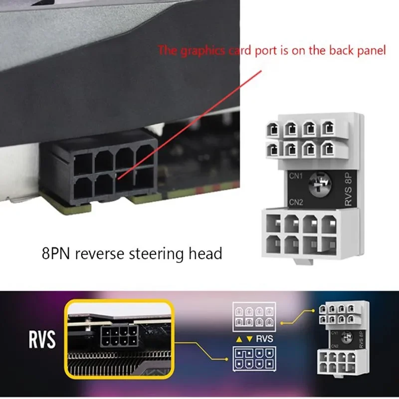 ATX 8 Pin 180 Degree Angled Turning Connector Power Adapter GPU Adapter Elbow Head For Desktop Graphics Video Card GPU