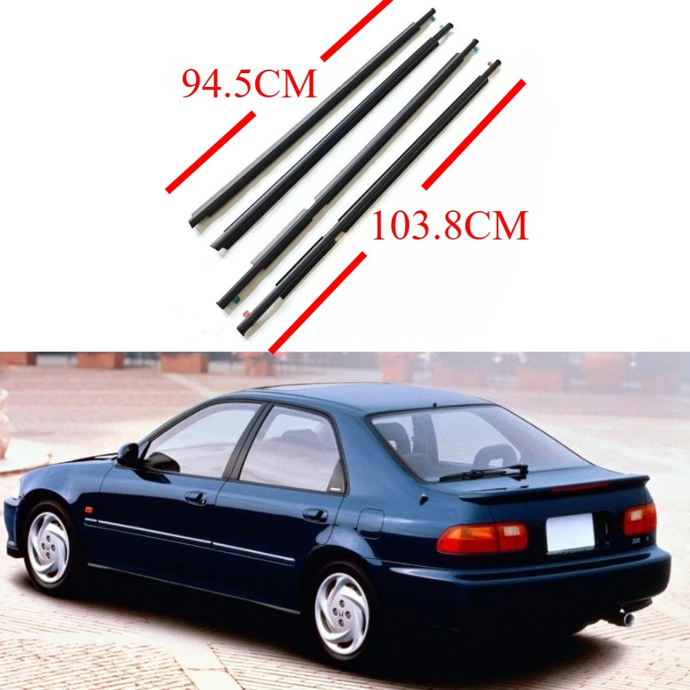 Garniture de moulage en caoutchouc pour vitres de fenêtre, 4 pièces, pour Honda Civic 1991 – 1995 EG9, bande météo à 5 portes 72950-SR4-003