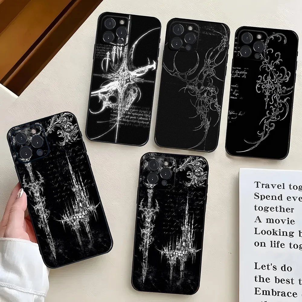 Cyber Sigil Cross Phone Case Silicone Soft For IPhone 16 15 14 13 12 11 X XR Plus Pro Max Plus