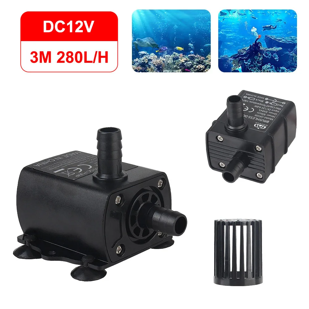 Ultra-leises Brunnen aquarium zirkulierende bürstenlose Mini-Wasserpumpe langlebig dc12v 5w Tauch 280l/h Lift 300cm wasserdicht