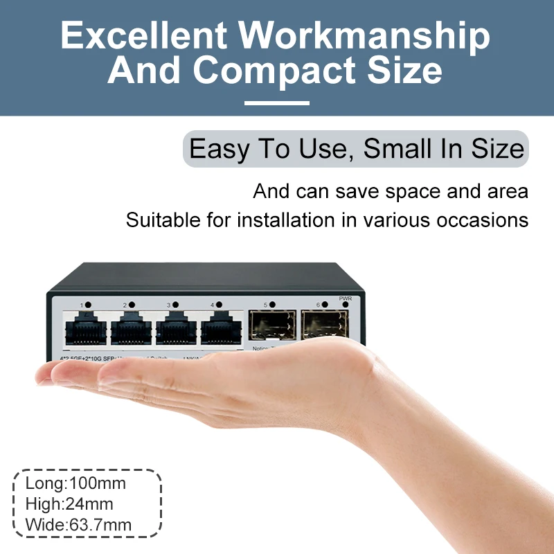 Switch intelligente ONTI-MINI a 6 porte, dispositivo web 2 * 10G SFP+L2- 2,5 Gbps, switch hosted, 6 porte L2, 2,5 Gbps