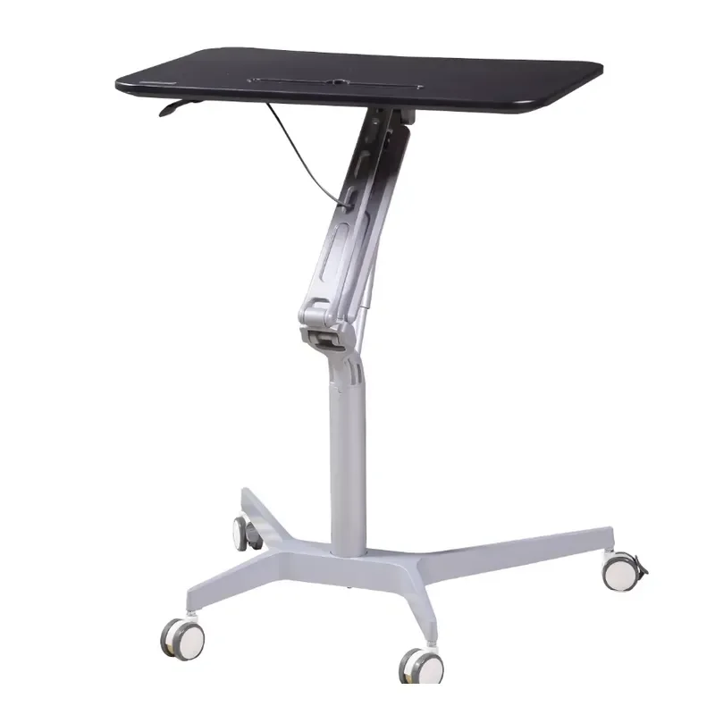 Portable Pneumatic Air Lift Desk Adjustable Height Mobile Workstation Ergonomic Sitting Standing Table for Home Office Use