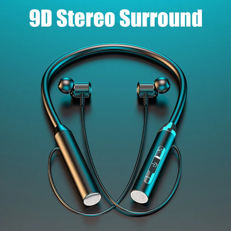 Wireless Fone Bluetooth Headset Hearing Aid Magnetic Extra Long Standby Neck Strap Hanging Waterproof Sports Headset with Mic