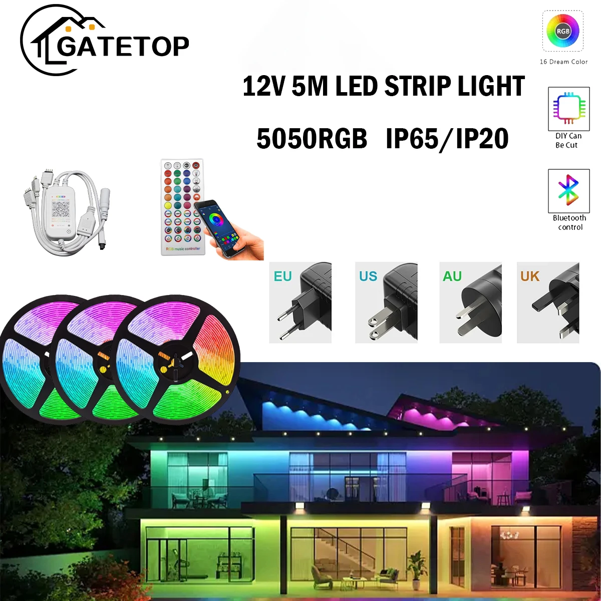 

LED Light Strips IP65/IP20 Bluetooth Controller Flexible RGB 5050 Decoration BackLight Lamp Night light Luminous String Bedroom