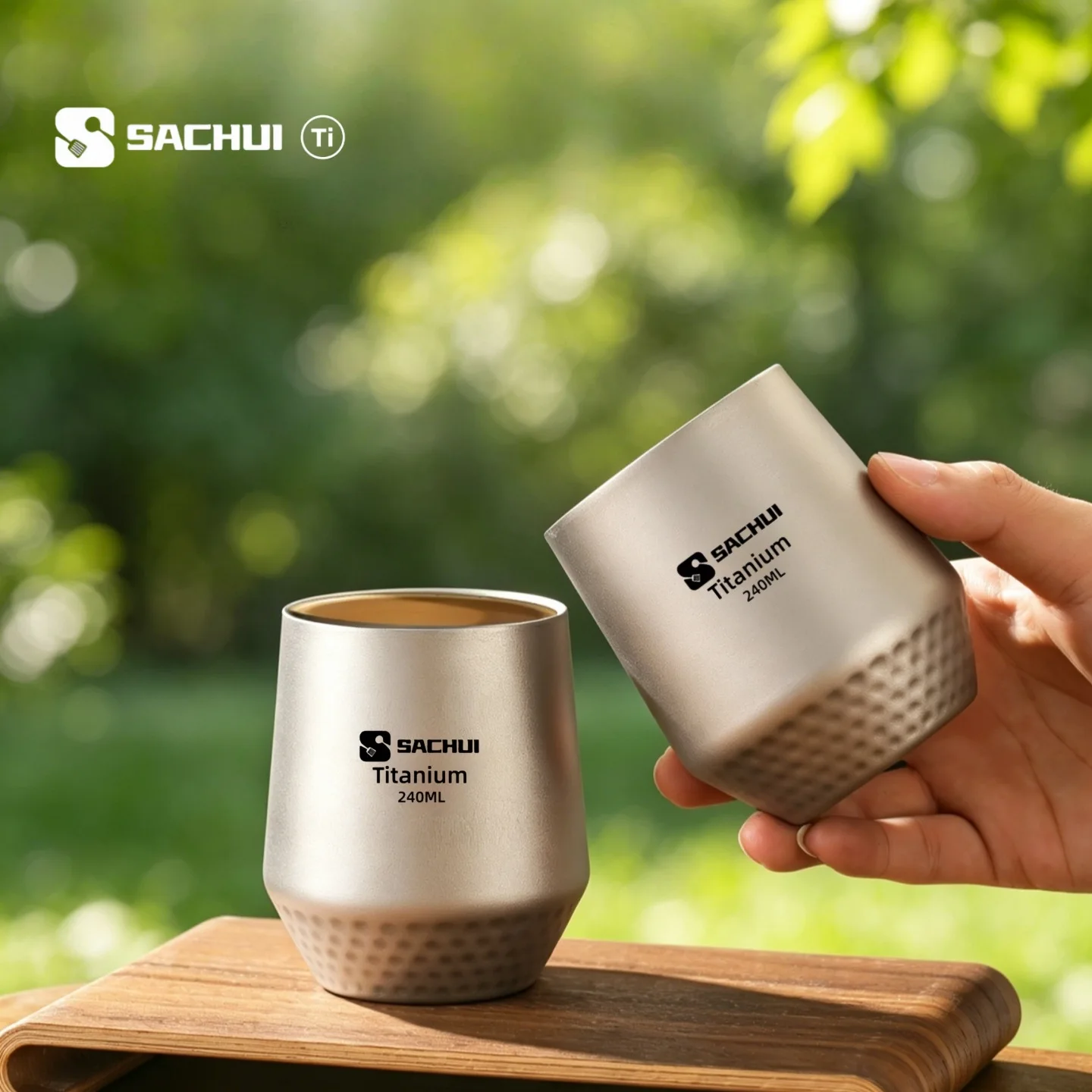 Tasse à café en titane à double paroi, tasse à thé et à eau pour le camping en plein air, tasse portable ultralégère pour la maison et le bureau, tasse à double paroi résistante à la chaleur