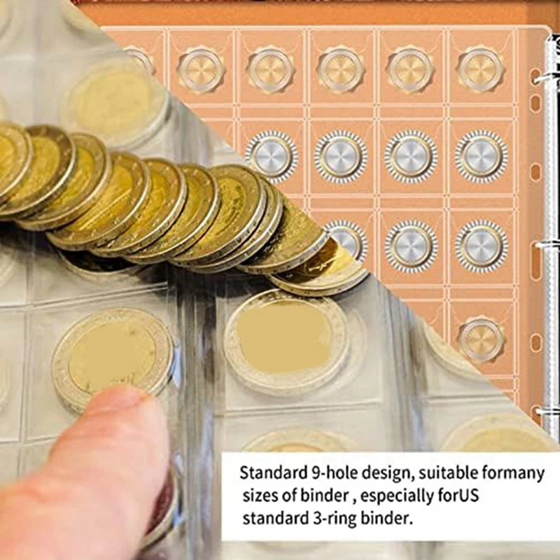 صفحات جامعي شفافة لختم فاتورة الدولار ، 6 أوراق ، 42-جيوب لكل ورقة ، 252 جيوب في المجموع