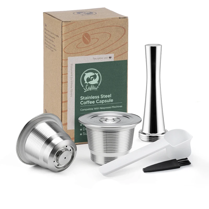 Nespresso wiederverwendbare Kaffeekapsel aus Edelstahl, nachfüllbare Filter, Espressotasse, passend für Inissia und Pixie Kaffeemaschine