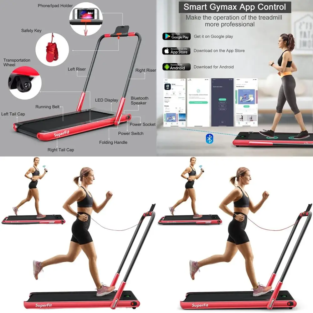 

Compact Foldable Treadmill for Office, LED Monitor, Remote & App Control, Portable Desk Exercise Machine