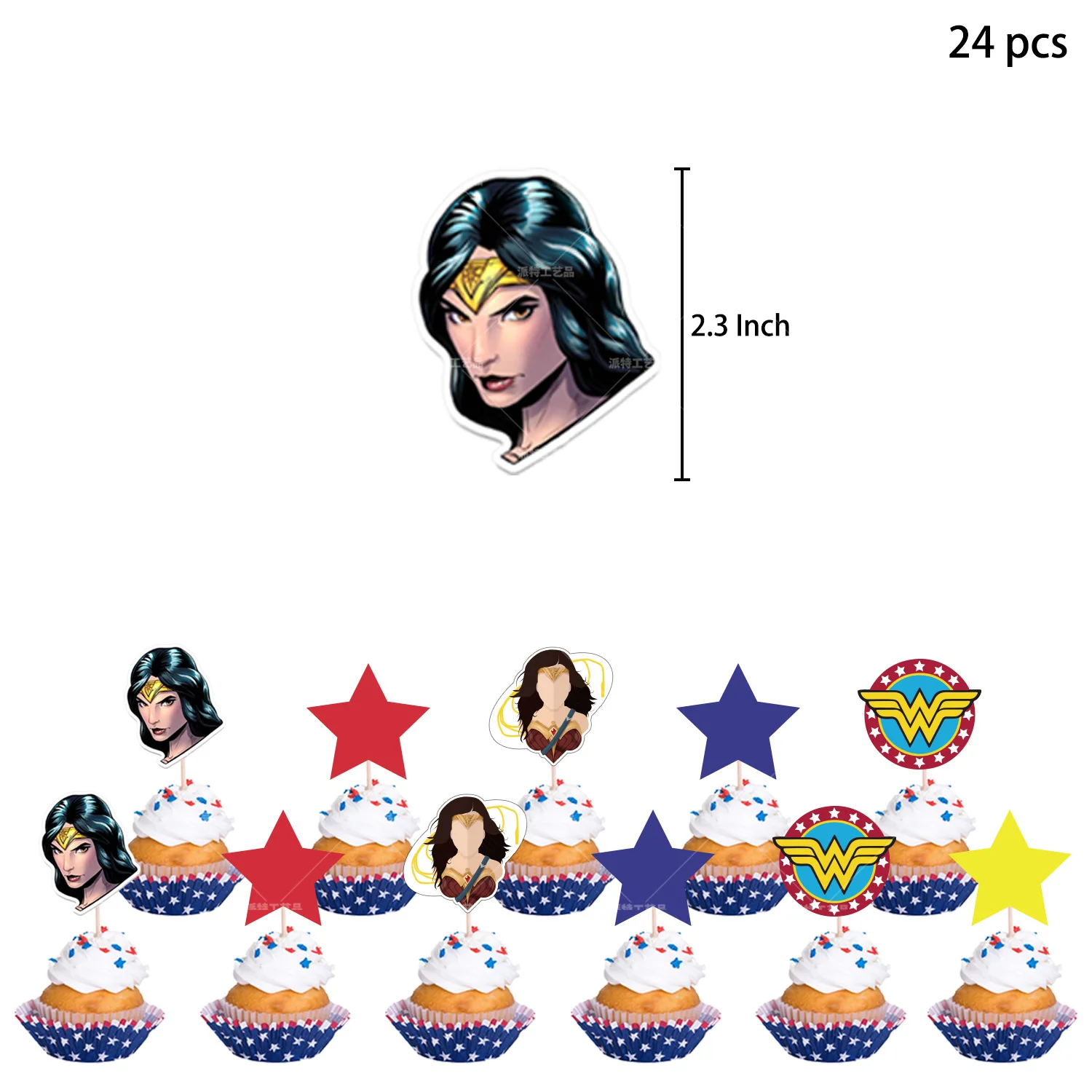 Décoration de fête d\'anniversaire sur le thème de Smile Hero pour enfants, ballon d\'anniversaire, bannière Wonder Woman, ensemble de cartes à