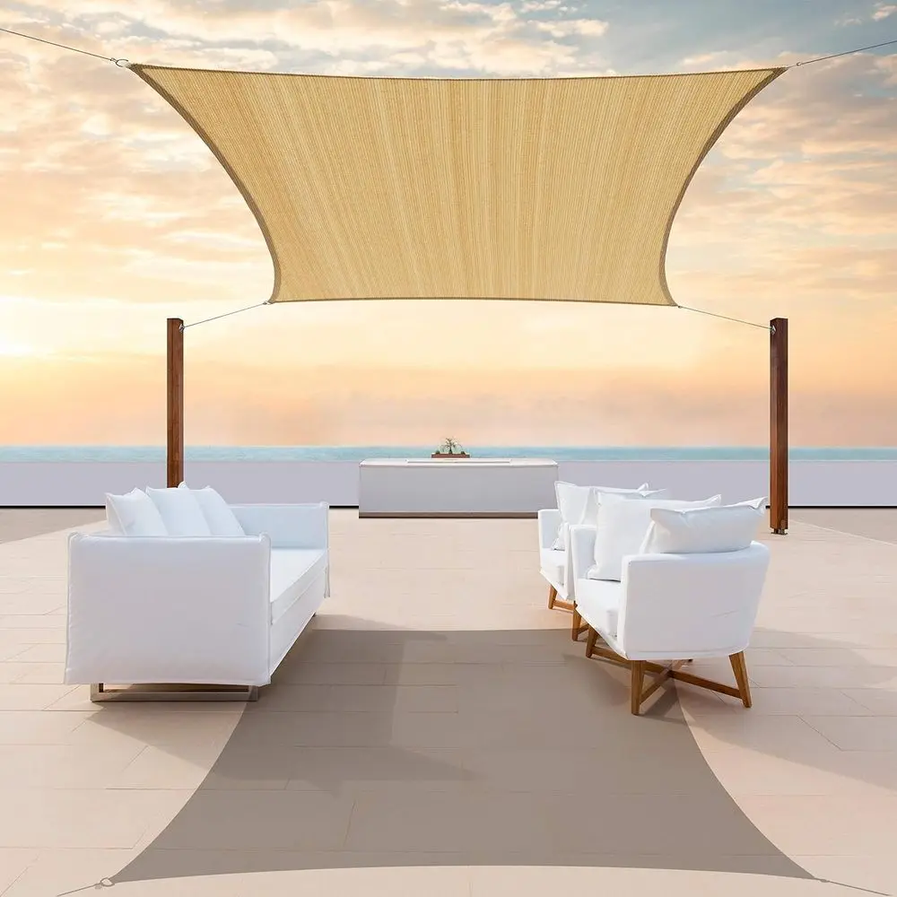 

TAPS12 Customized Size 12' x 24' Sand Beige RecSun Shade Sail UV Block UP50  - Commercial Stand Heavy Duty - 190 GSM - 3 Years