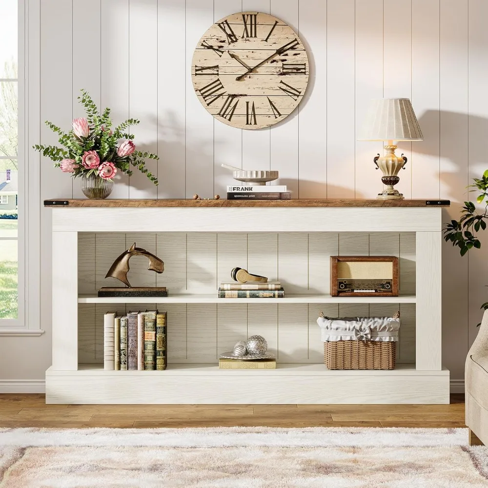 Farmhouse TV Stand for 70-Inch TV, 63" Entertainment Center with Storage, Modern Media Console Table for Living Room,