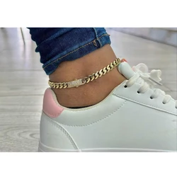 Monaco anklet necklace bracelet Cuban chain women's copper material electroplated 14k gold men's anklet length can be customized