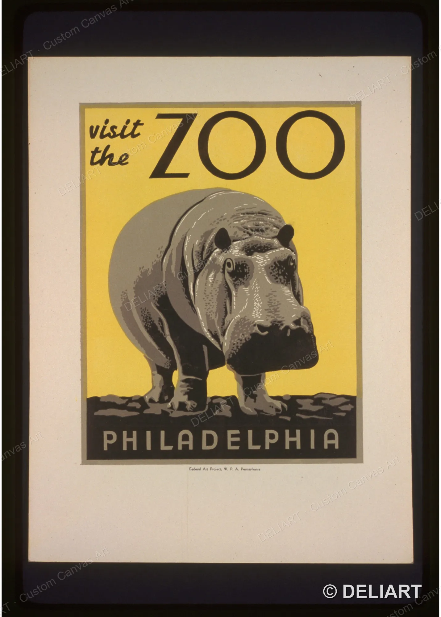 Visit the zoo - Philadelphia Vintage WPA Canvas Wall Art Poster Print Zoo Aquarium Animal Retro 1930s Kids Room Unframed