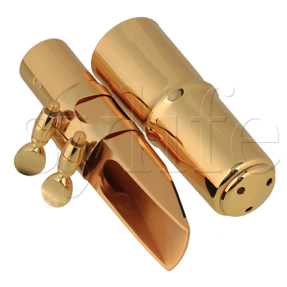 Gold  Plastic 6# Saxophone Mouthpiece Kit Set for E-flat Alto Saxophone