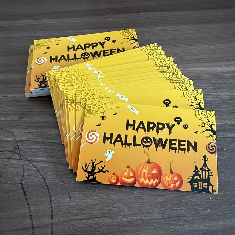 30/50sheets Party Scratch Cards,Gift Lottery Tickets,Happy Halloween with Pumpkin,Bat,Spider Design for Family Gathering Lottery view 5