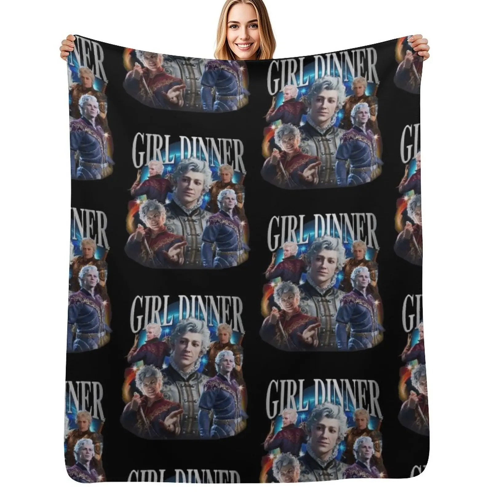 

Vintage Retro Astarion Girl Dinner Throw Blanket All Season Soft Lightweight Blanket for Home