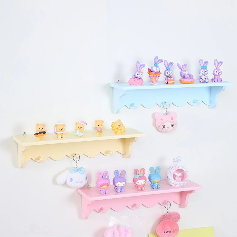 Japanese Countryside Style Wooden Wall Shelf Cute Room Decor Organizer Display Rack for Bedroom Home Decor