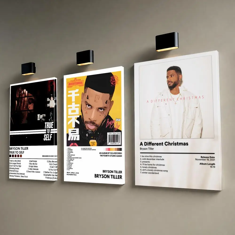Singer B-Bryson T-Tiller Framed Wall Painting Canvas Poster Wall Art HD Print Home Decor Room Decoration Artwork Gift Wood Frame