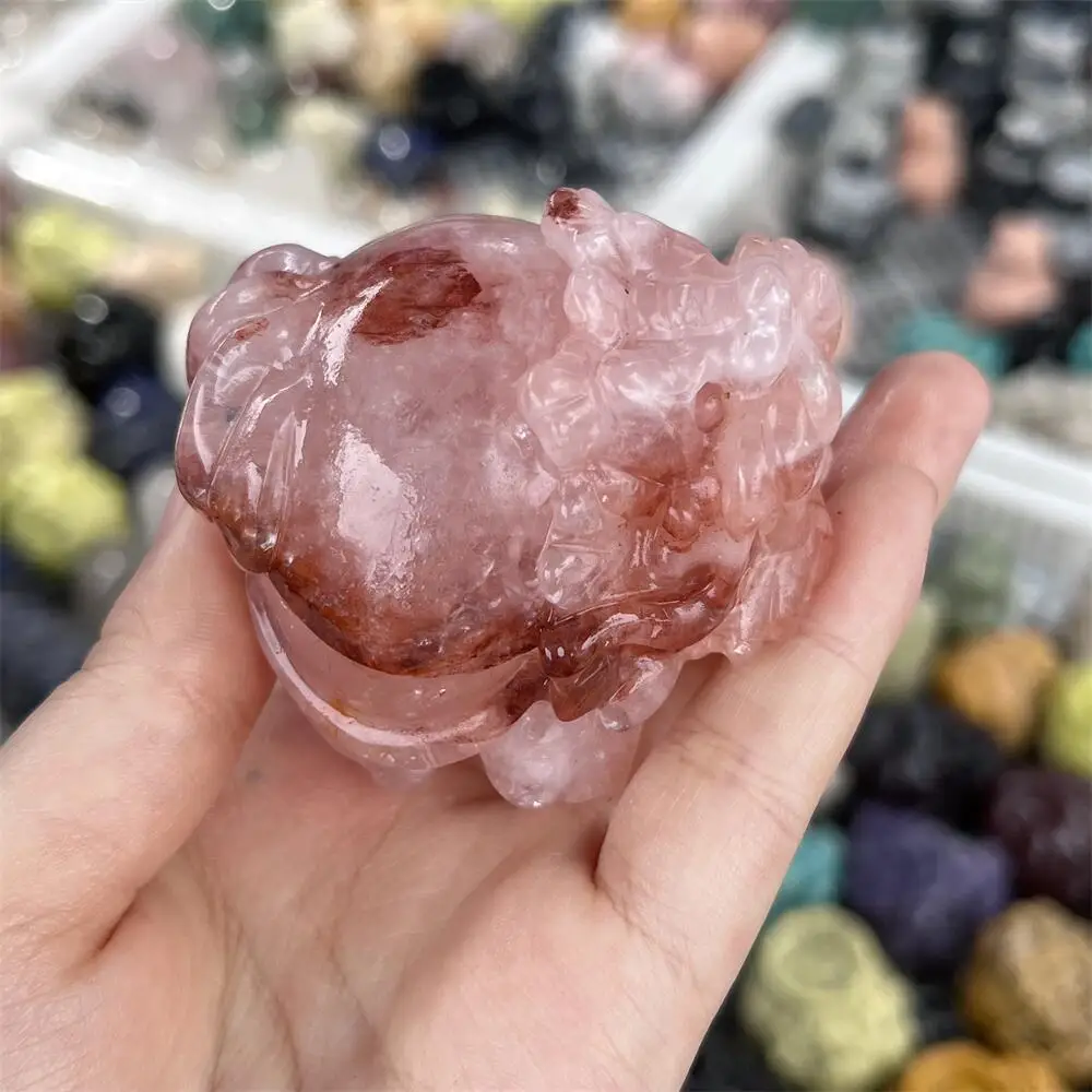 

1PCS Natural Red Fire Quartz Hematoid Pixiu Carving Fashion Gemstone Collection Home Decoration Healing Crystal Birthday Gift