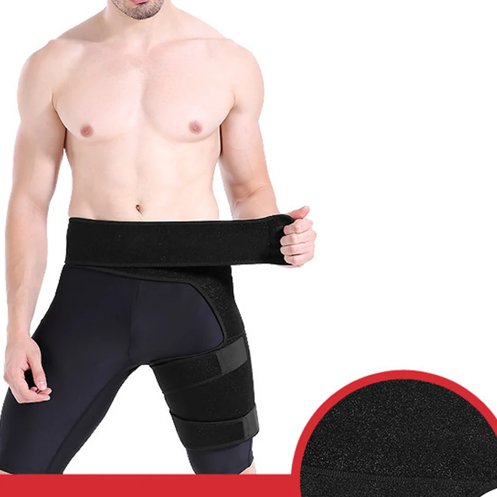 

Thigh Protection Belt Braces Leg Support Black Hip Fitness Compression Adjustable Reusable Washable Rubber for Groin Sciatica