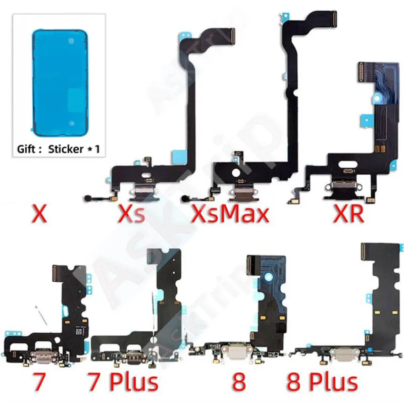 Aiinant 하단 충전 USB 날짜 도크 커넥터 마이크 충전기 플렉스 케이블, 아이폰 7 8 플러스 Xs 맥스 X XR 휴대폰 부품 