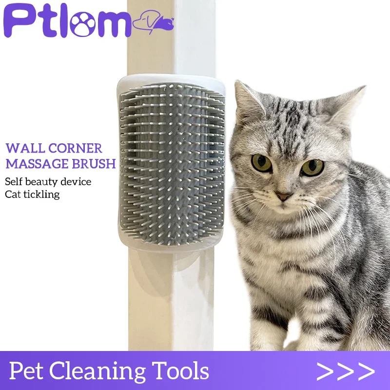 New Cat Self Groomer With Catnip Soft Cats Wall Corner Massage Cat Comb Brush Rubs The Face With A Tickling Comb Pet Grooming Su