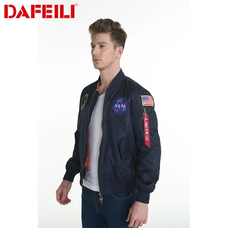 Dafeili Spring And Autumn Thin Apollon NASA American Air Force MA-1 Bomber Jacket For Men And Women Casual Loose Fit