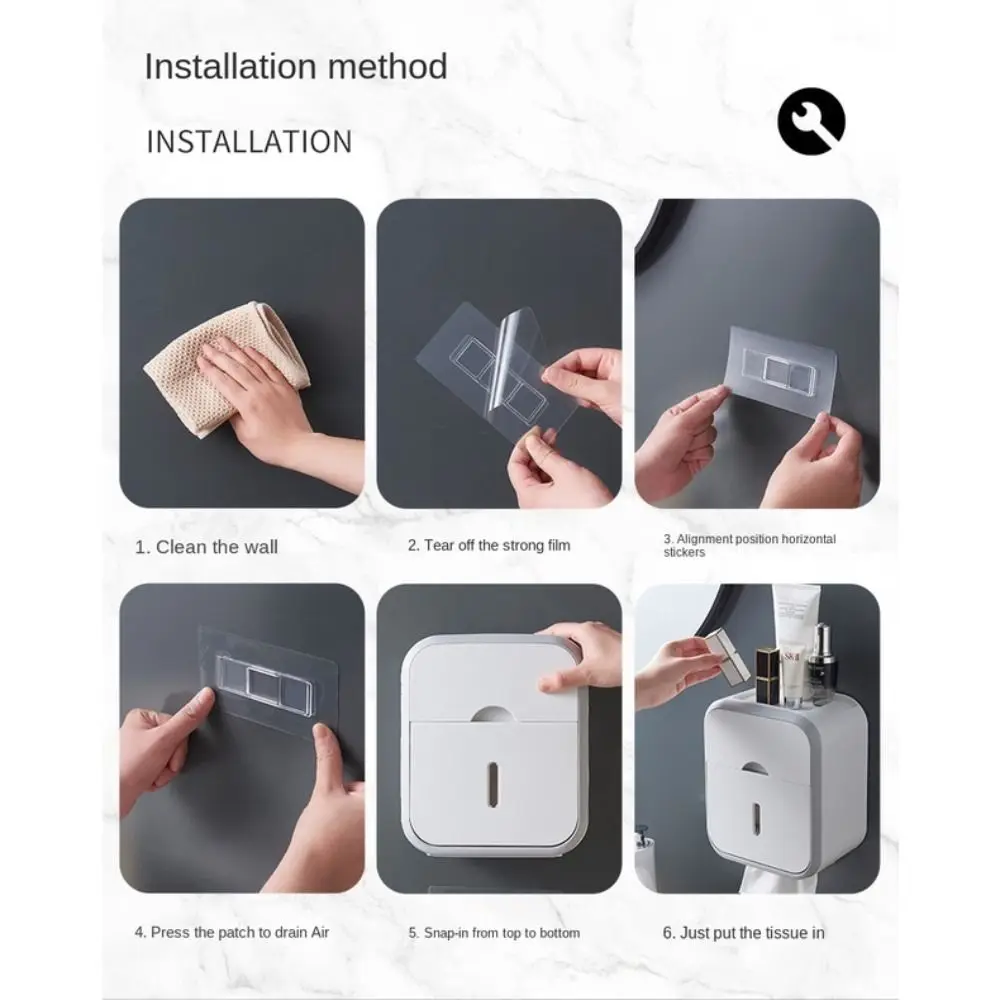 New Wall Mounted Toilet Tissue Box Large Capacity Waterproof Tissue Box Double Layer Toilet Paper Holder Bathroom Accessories - view 5