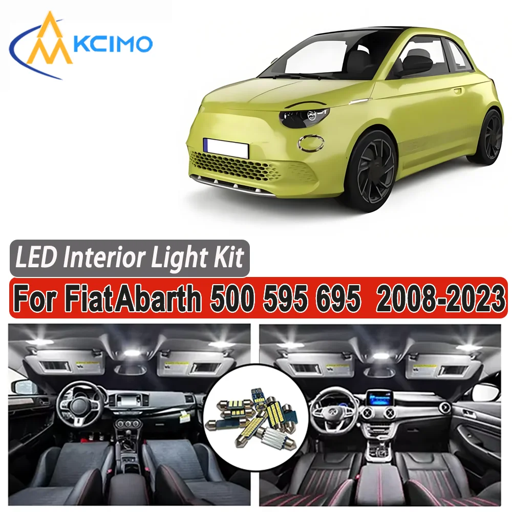 

Kcimo LED For Fiat Abarth 500 595 695 (2008-2023) Premium Bright LED Interior Dome Map Trunk Light Kit Car Led Lamps Car LED