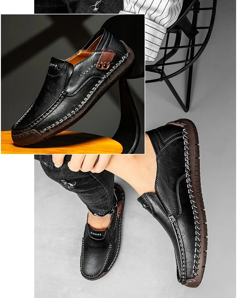 Neue Mode Männer Casual Schuhe Handgemachte Leder Loafer Bequeme männer Schuhe Qualität Split Leder Flache Fahren Schuhe Größe 48 – Detail 21