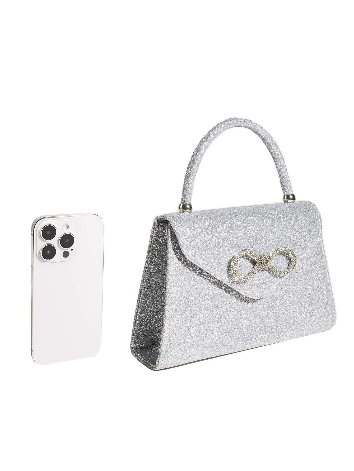 Damen Abend tasche große Kapazität Silber Handtasche Hochzeits feier Umhängetasche mit Strass Schleife All-Matching-Ketten tasche