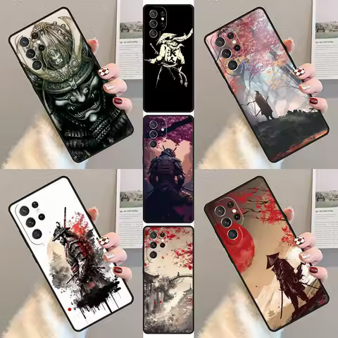 Japanese Samurai Art Phone Case For Samsung Galaxy S23 S21 S20 FE S24 S22 Ultra Note20 S10 S9 S8 Plus Silicone Cover