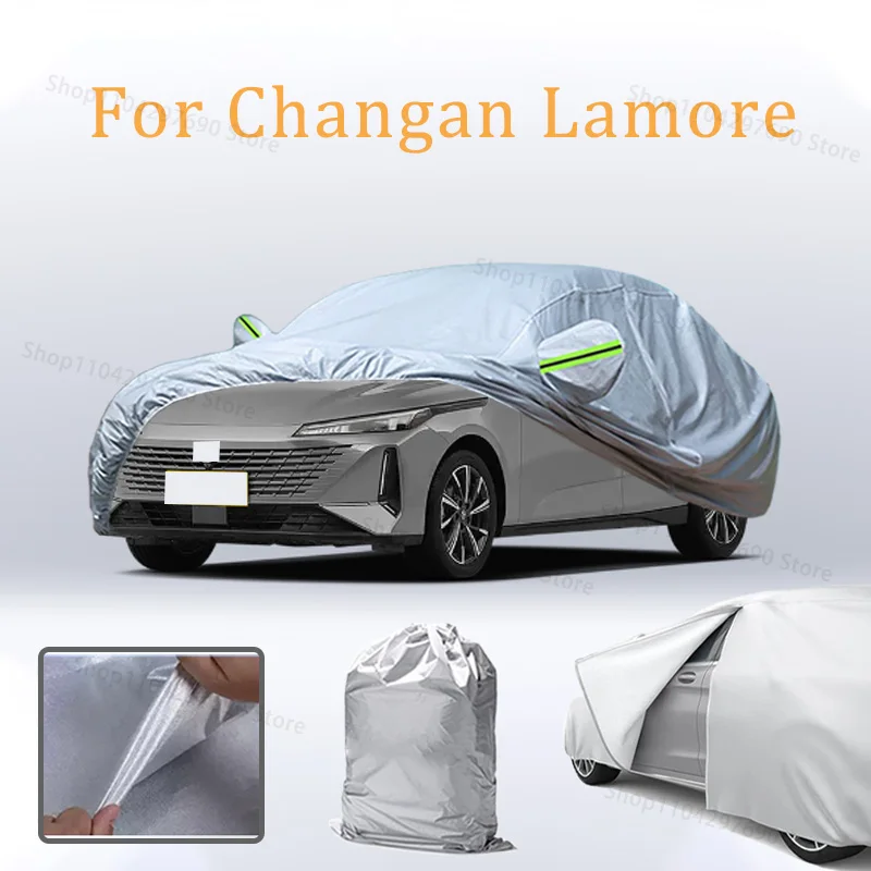 

Car Cover For Changan Lamore Door Zipper Full Exterior Black Silvery-Auto Cover Sunshade Dustproof Waterproof Reflective strips