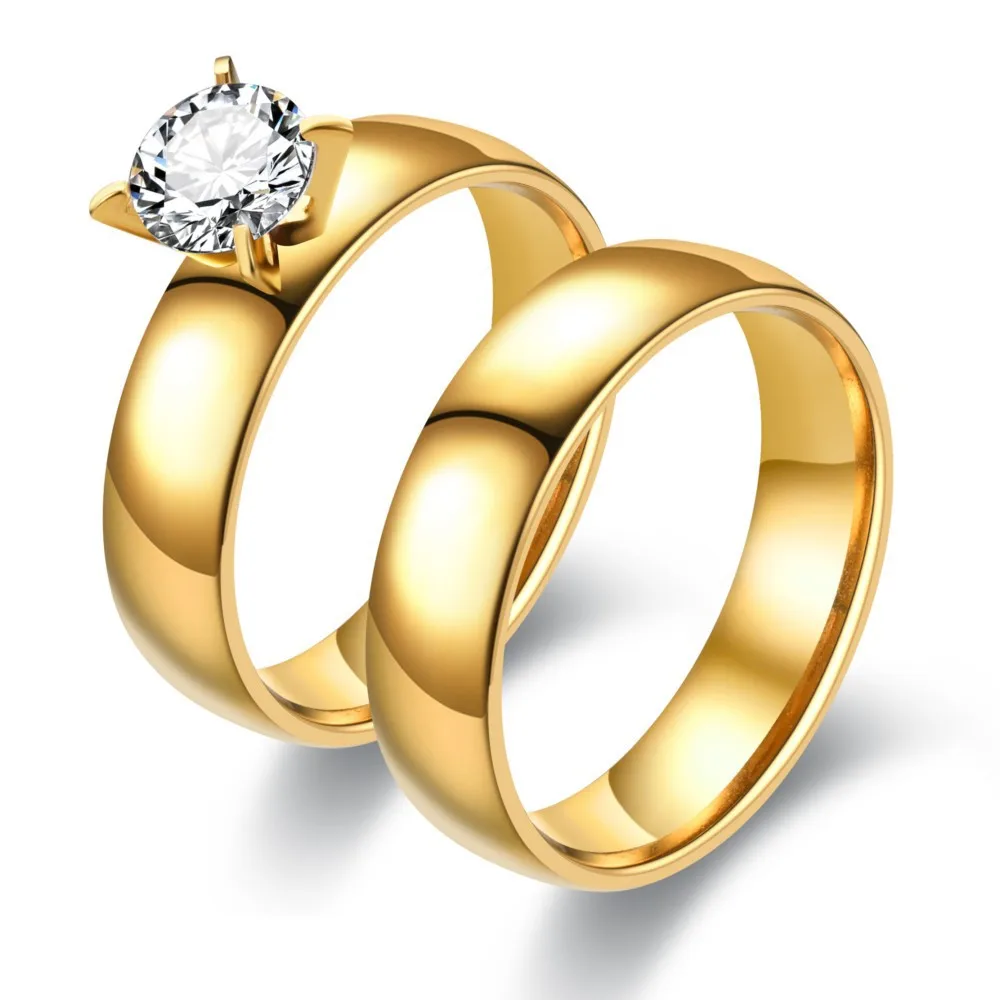 Fashion 4mm Width Stainless Steel Simple Smooth Circles Zircon Rings For Women Men Lovers Engagement Wedding Band Gifts Jewelry