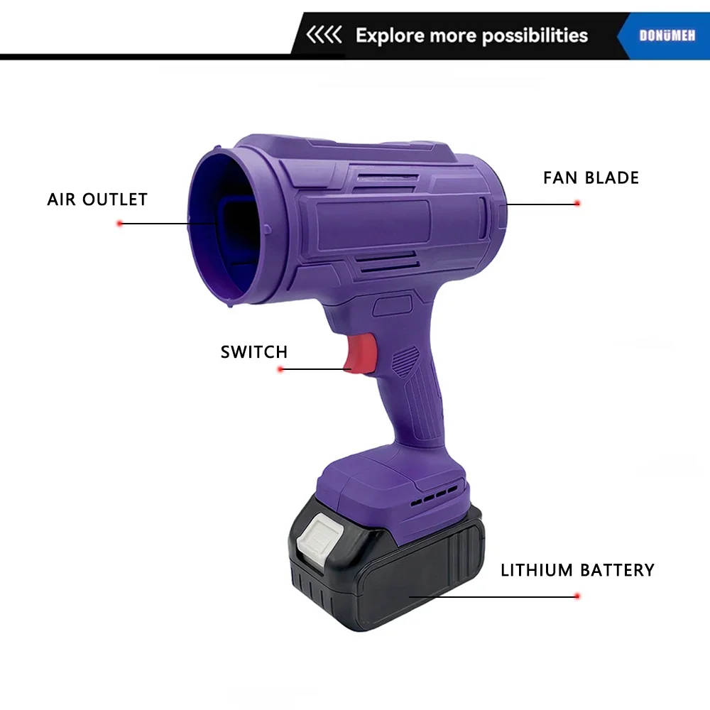 Imagem -03 - Turbofan Ventilador de Jato de Alta Potência Ventilador Violento de Lítio Multifuncional Lavadora de Carro Soprador de Poeira Teclado Ferramentas de Limpeza Bateria Makita18v