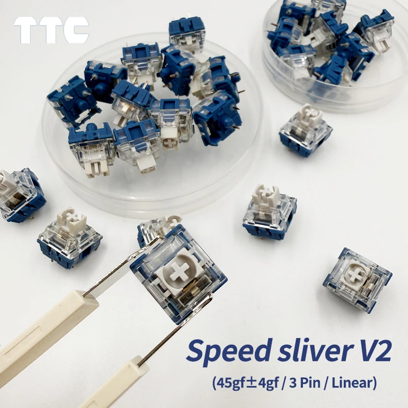 

TTC Speed Silver V2 DIY Custom Gamer Mechanical Keyboard Linear Switch 45gf 3Pin RGB SMD Hot Swap Switches Miscontact Prevention