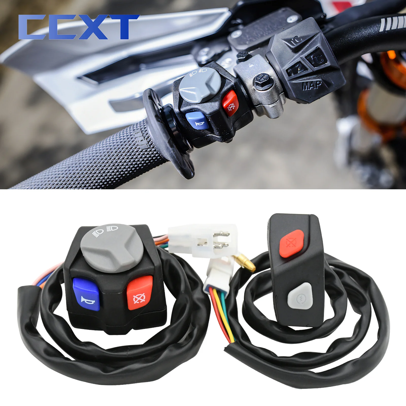 Motorcycle Universal Electric Flameout Starter Stop Horn Kill Switch High Low Lights Switch Button For KTM EXC-F XCW TE FE TX FX