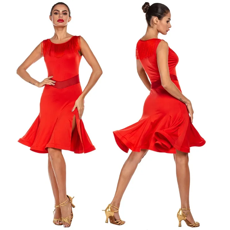 Irregular hem Latin dance suit, European and American women\'s new adult training suit