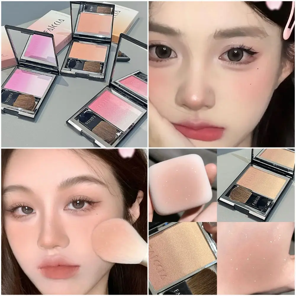 Fard in polvere di colore sfumato Multi-Purpose Fard glitter perlescente Palette di ombretti Evidenzia cosmetici per ombretti