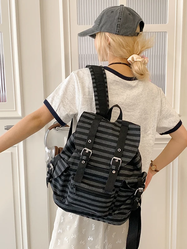 

Большая вместительная женская сумка-рюкзак в клетку для путешествий, легкая повседневная сумка через плечо с полосатым дизайном для студентов