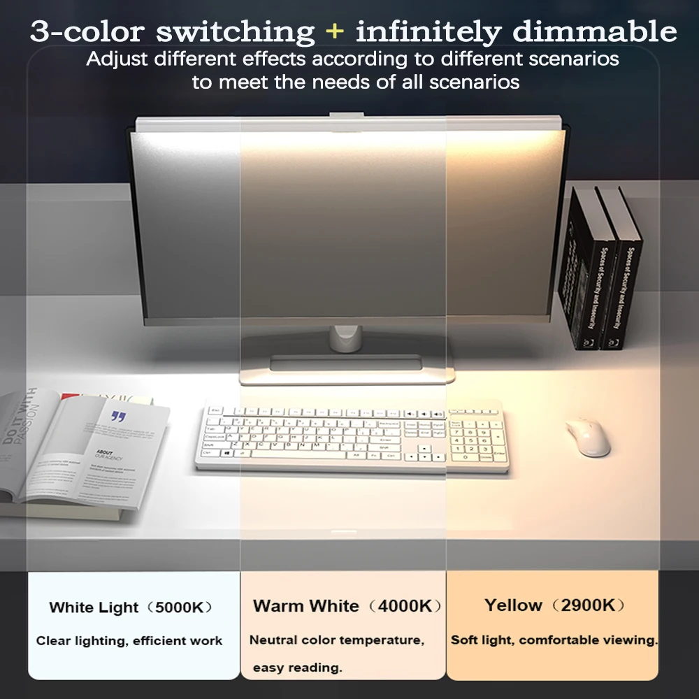 RGB Computer Monitor Light Bar LED Screen Hanging Lamp Eye Protection Table For Office/Home/Study/Read/Game Dimming Lighting