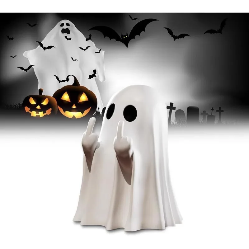 Halloween Plastic Middle Finger Ghost Statue Floor Lamps Personality Wacky Ornament Bedroom Bedside Study Creative Cartoon Decor