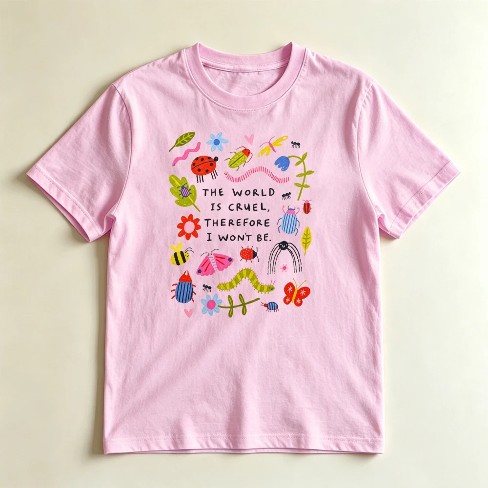 Cute Colorful Bugs Butterfly Graphic T Shirt Women Summer Nature Lover Slogan Tee Positive Quote Insect Female Aesthetic Shirt