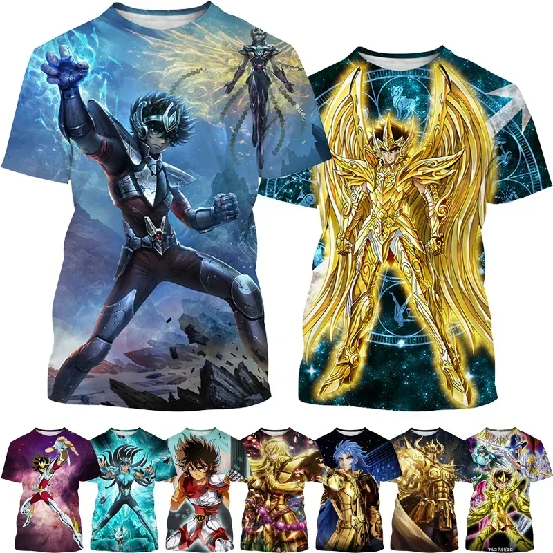 

Футболка мужская с коротким рукавом и принтом аниме Saint Seiya, Классическая Повседневная Уличная одежда в стиле Харадзюку С Рисунком японского аниме