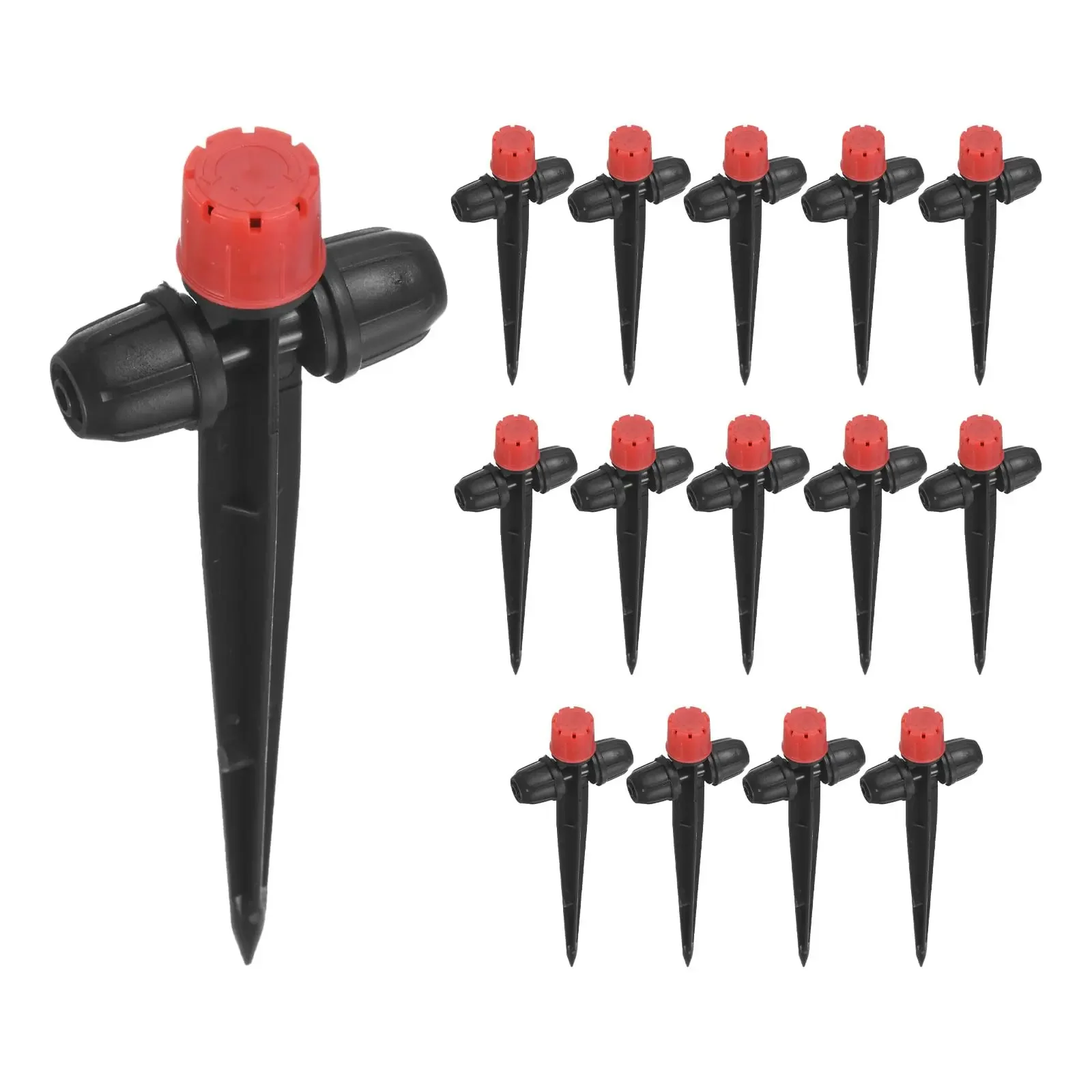 Garten 8-Loch Verstellbare Doppelverriegelung für 1/4-Zoll-Schlauch Bewässerung Topfpflanzen Tropfer Sprinkler 0-80L/H 133mm Unterstützungsdüse