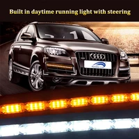 Tira de luces LED automáticas con señal de giro, luces de Ángel de cristal Flexible, DRL, Circulación Diurna, blancas, con la siguiente función amarilla, 2 uds.