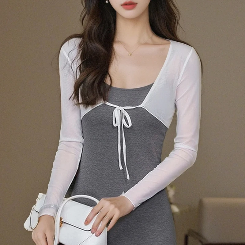 

2025 Summer Long Sleeve Fashion Shawl Women Shirt Black White Chiffon Sunscreen Shirt Blouse Women Tops Camisas De Mujer N577