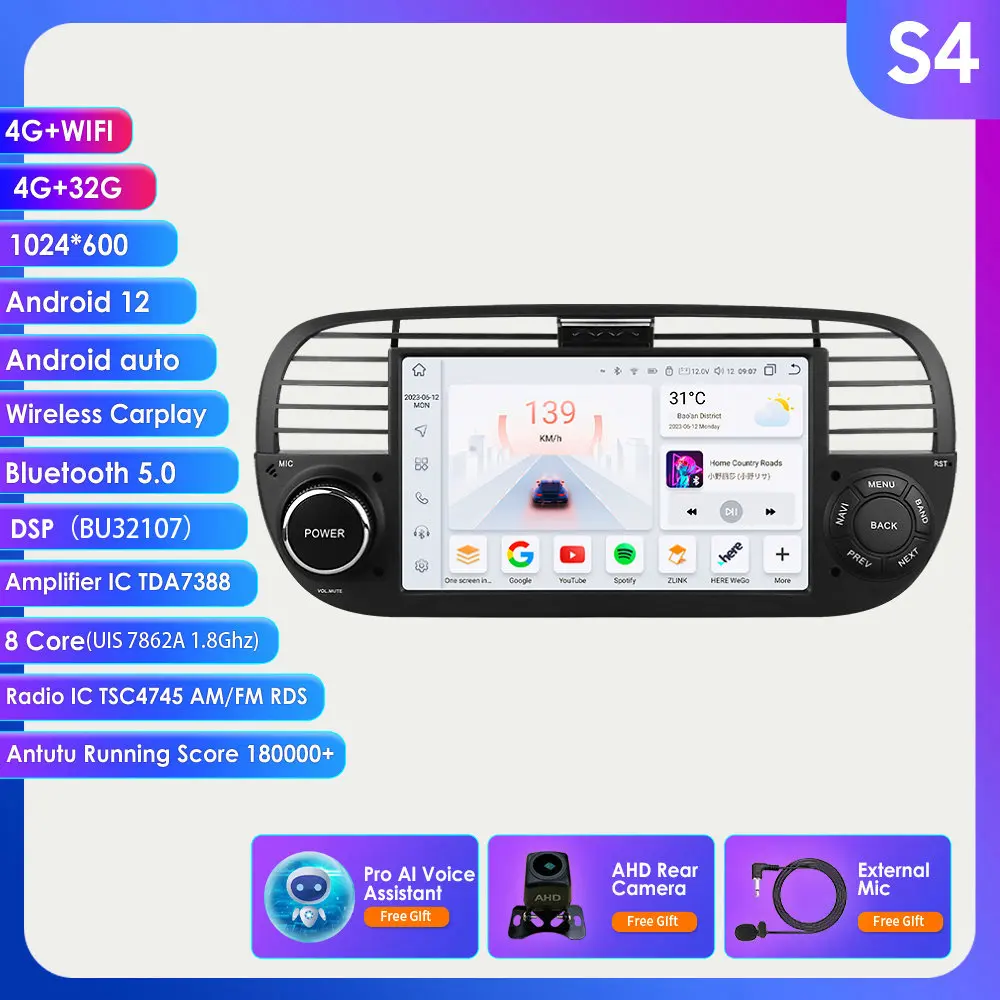 7862 1 Din Android Autoradio Speler voor FIAT 500 2007-2015 Auto Multimedia Stereo Carplay GPS Video Audio 7 inch Auto Autoradio
